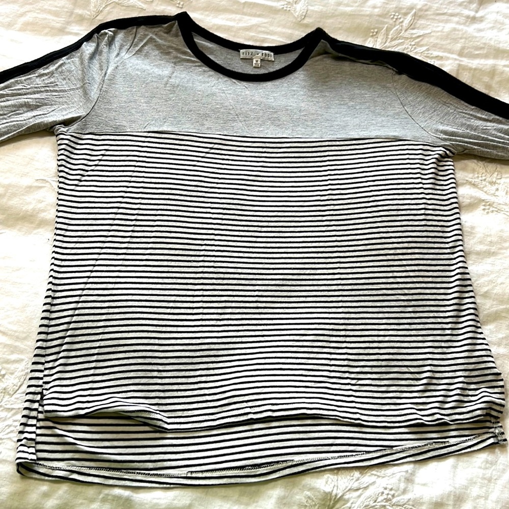 Fitz + Eddi shirt grey and black striped